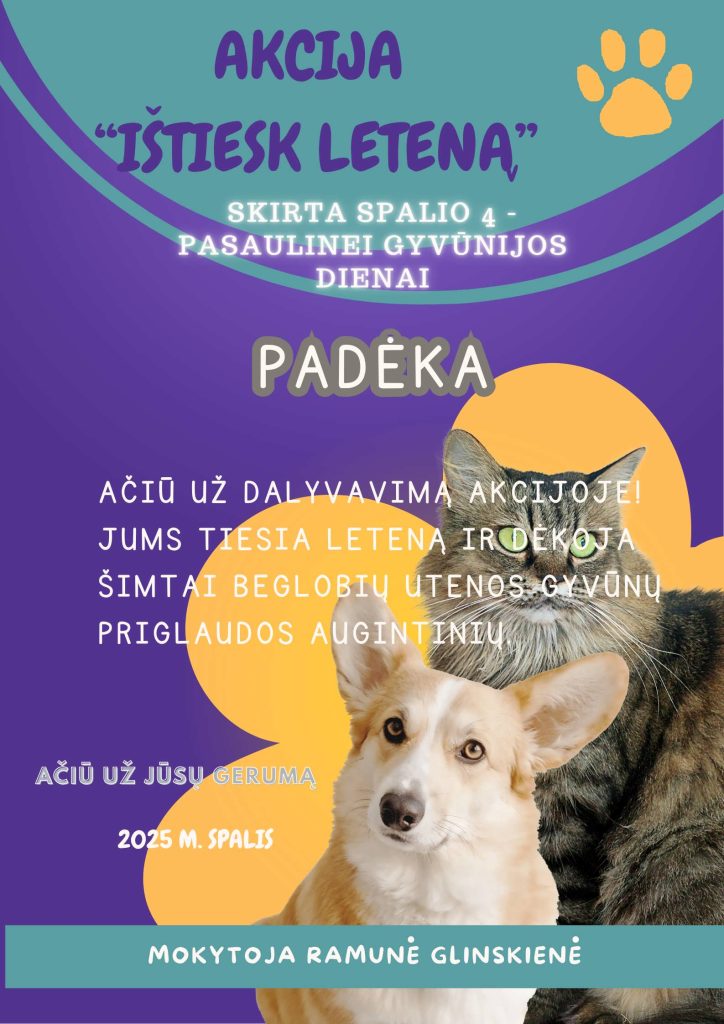 Baigėsi akcija „Paduok leteną“