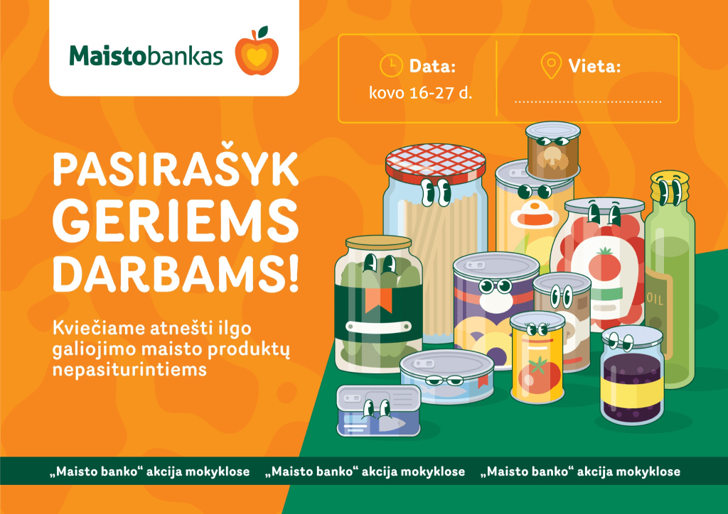 Mokyklų ir darželių maisto rinkimo akcija „Pasirašyk geriems darbams“
