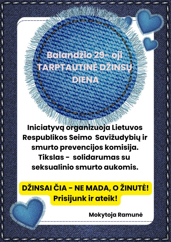 Balandžio 29- ji – TARPTAUTINĖ DŽINSŲ DIENA