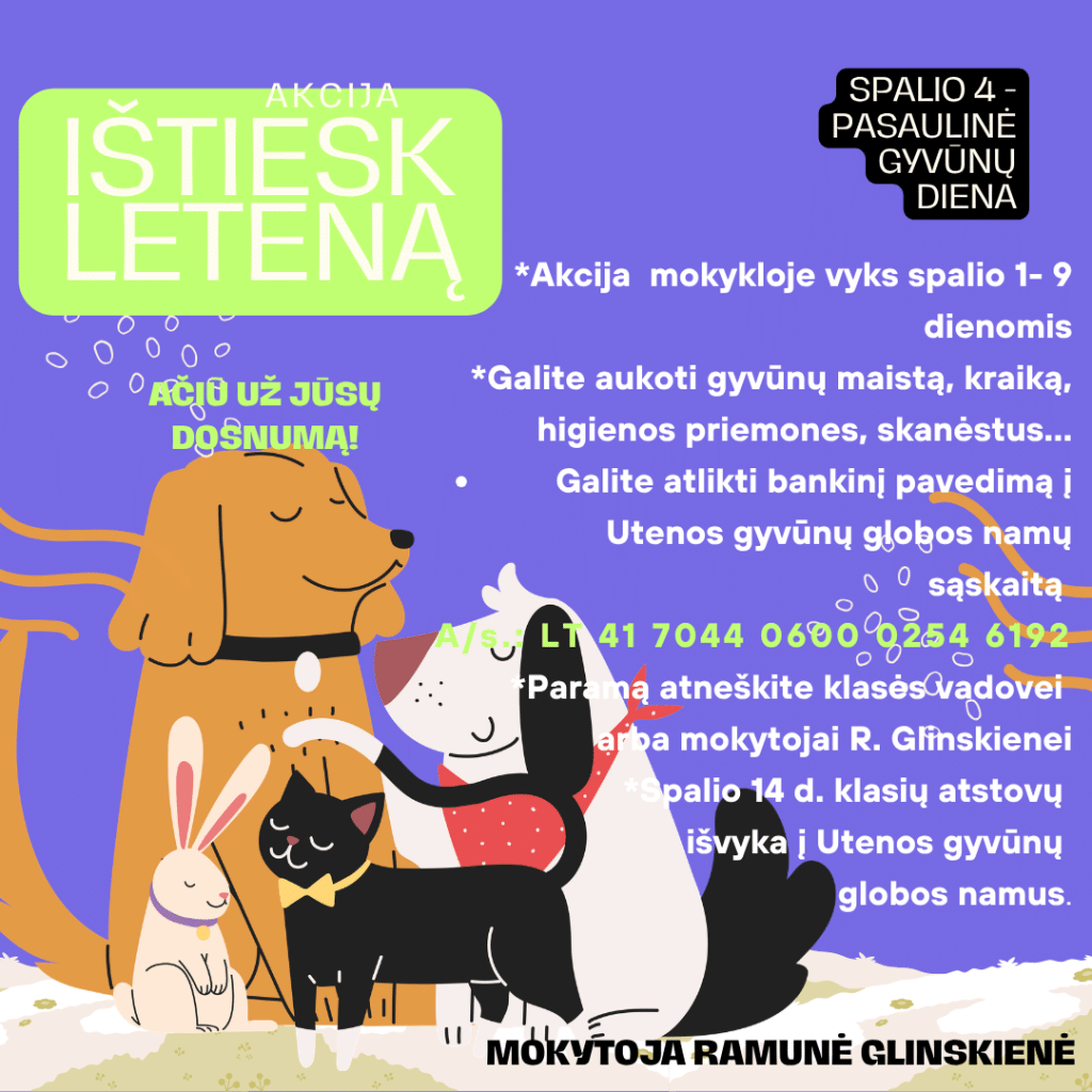 Kviečiame gimnazijos bendruomenę dalyvauti akcijoje!